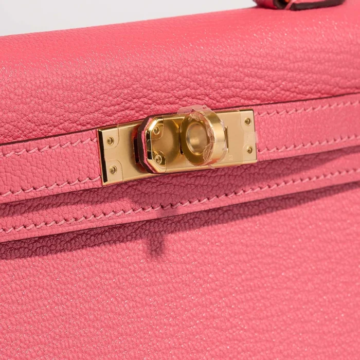 Best Replica Hermès Mini Kelly Chevre Mysore Rose Azalee GHW - Replica Handbags - Image 7