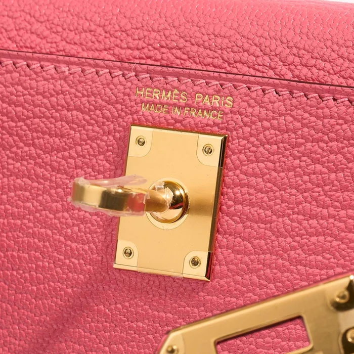 Best Replica Hermès Mini Kelly Chevre Mysore Rose Azalee GHW - Replica Handbags - Image 6