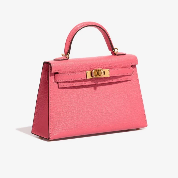 Best Replica Hermès Mini Kelly Chevre Mysore Rose Azalee GHW - Replica Handbags - Image 4