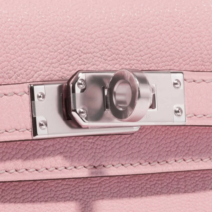 Best Replica Hermès Mini Kelly Chèvre Mysore Rose Sakura PHW - Replica Handbags - Image 7