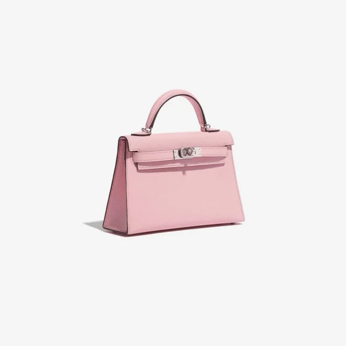 Best Replica Hermès Mini Kelly Chèvre Mysore Rose Sakura PHW - Replica Handbags - Image 4