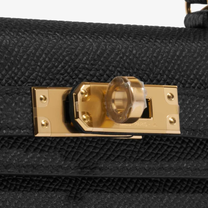 Best Replica Hermès Mini Kelly Epsom Black GHW - Replica Handbags - Image 7