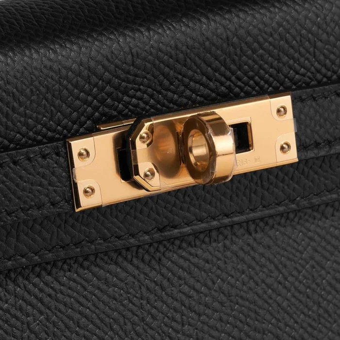 Best Replica Hermès Mini Kelly Epsom Black GHW - Replica Handbags - Image 7