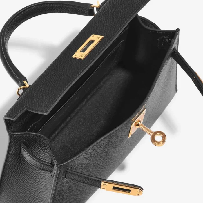 Best Replica Hermès Mini Kelly Epsom Black GHW - Replica Handbags - Image 5