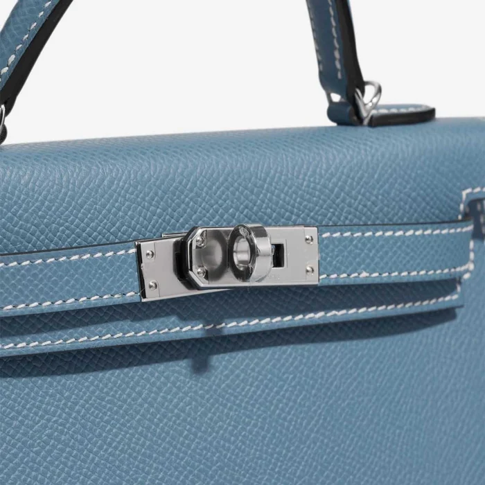 Best Replica Hermès Mini Kelly Epsom Bleu Jean PHW - Replica Handbags - Image 6