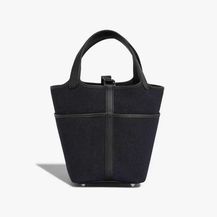 Best Replica Hermès Picotin Cargo 18 Toile/Swift Black/Bleu Marine PHW - Replica Handbags - Image 3