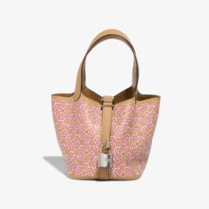 Best Replica Hermès Picotin Micro Lucky Daisy Swift Chai/Rose/White PHW - Replica Handbags
