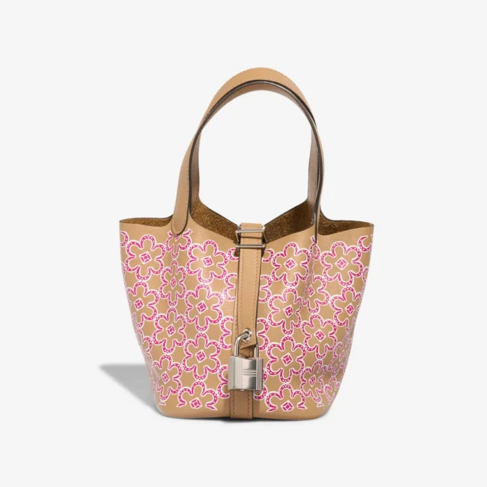 Best Replica Hermès Picotin Micro Lucky Daisy Swift Chai/Rose/White PHW - Replica Handbags