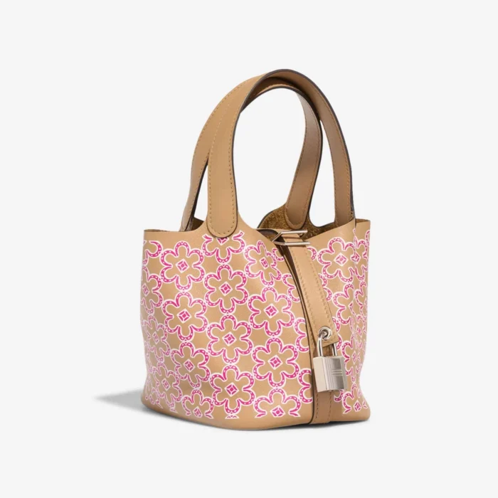 Best Replica Hermès Picotin Micro Lucky Daisy Swift Chai/Rose/White PHW - Replica Handbags - Image 6