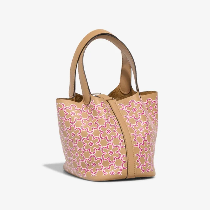 Best Replica Hermès Picotin Micro Lucky Daisy Swift Chai/Rose/White PHW - Replica Handbags - Image 5