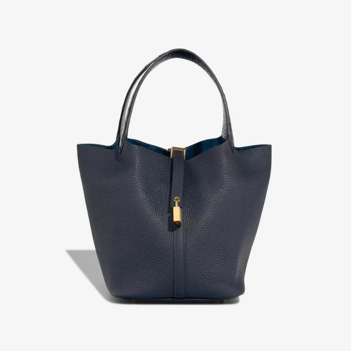 Best Replica Hermès Picotin Touch 22 Taurillon Clemence/Alligator Mississippiensis Bleu Nuit/Bleu Marine GHW - Replica Handbags