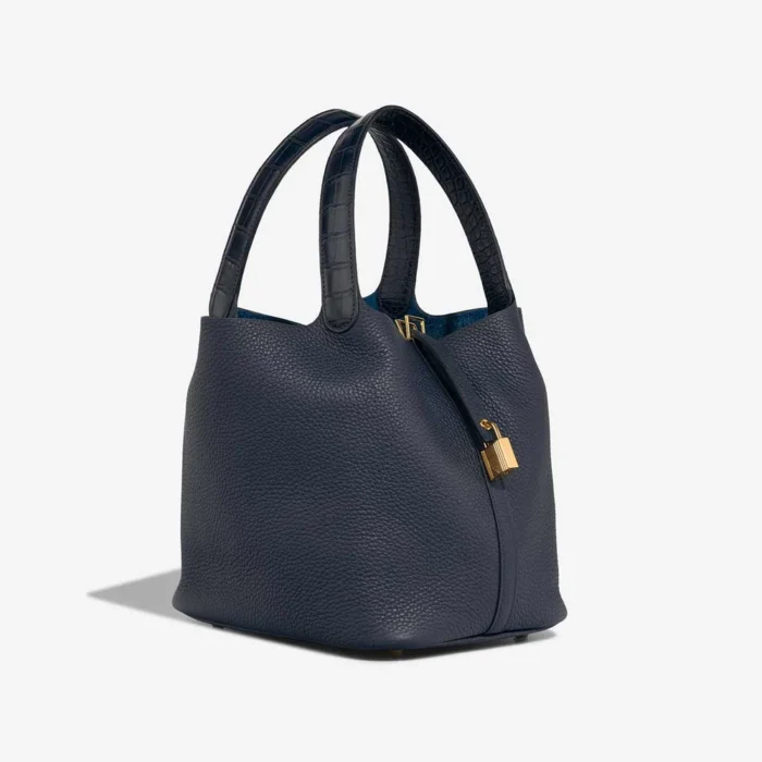 Best Replica Hermès Picotin Touch 22 Taurillon Clemence/Alligator Mississippiensis Bleu Nuit/Bleu Marine GHW - Replica Handbags - Image 5