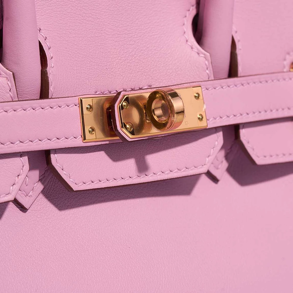 Birkin 25 Mauve Sylvestre Swift Leather with Gold Hardware - Image 7