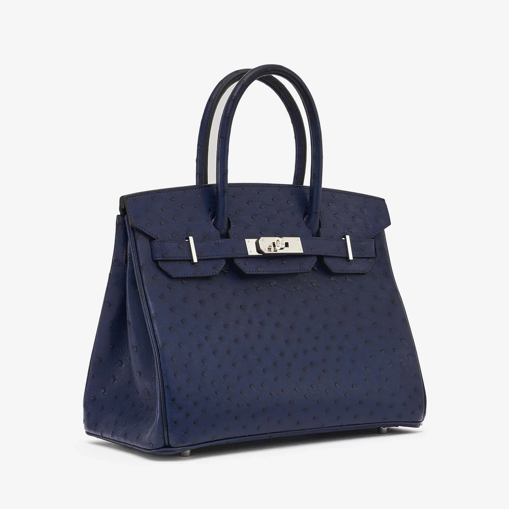 Hermès Birkin 30 Bleu Iris Ostrich with Palladium Hardware - Image 3