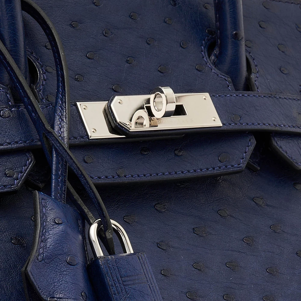 Hermès Birkin 30 Bleu Iris Ostrich with Palladium Hardware - Image 6