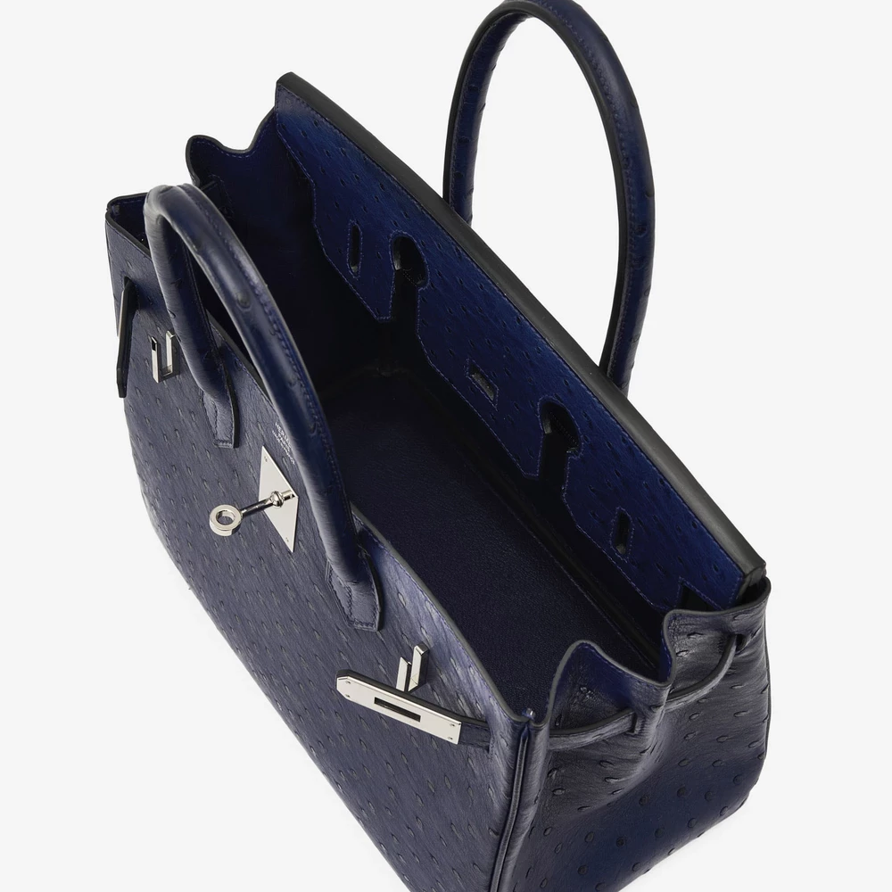 Hermès Birkin 30 Bleu Iris Ostrich with Palladium Hardware - Image 4