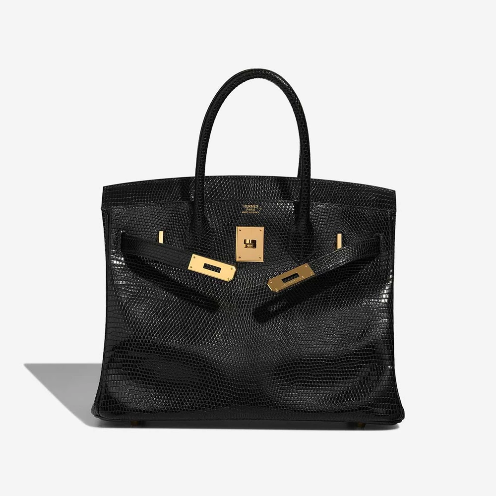 Black Salvator Lizard Birkin 30 with Polished Gold Hardware - Image 2