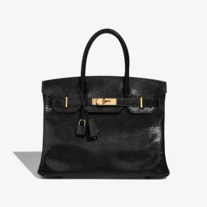 Hermès Replica Birkin 30 Salvator Lizard Black GHW - DLF