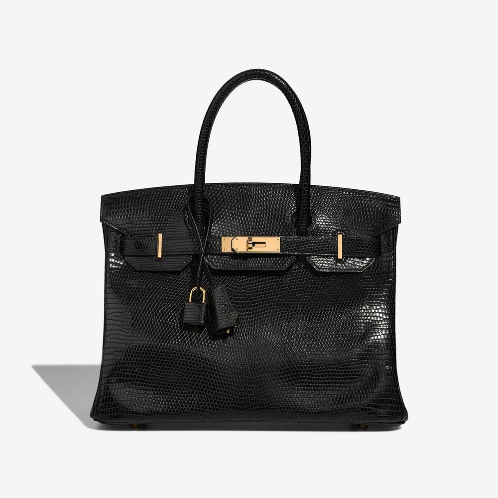 Hermès Replica Birkin 30 Salvator Lizard Black GHW - DLF