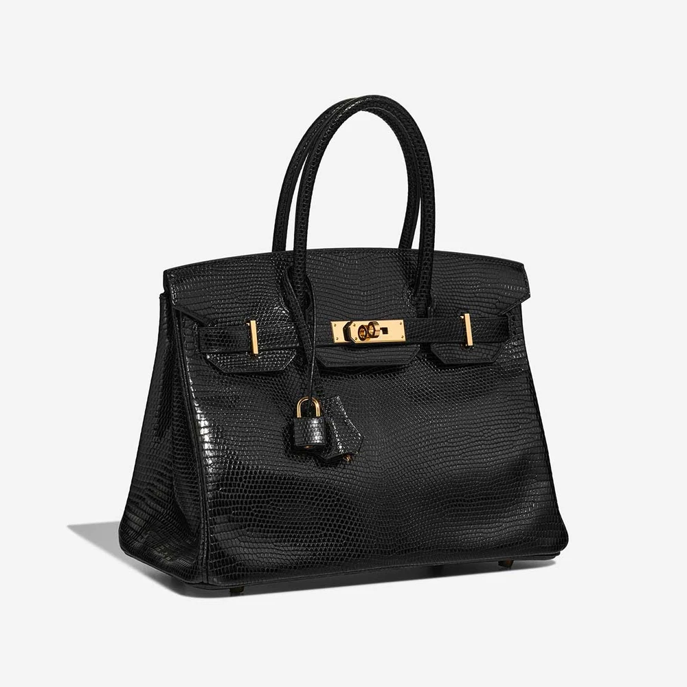 Black Salvator Lizard Birkin 30 with Polished Gold Hardware - Image 4