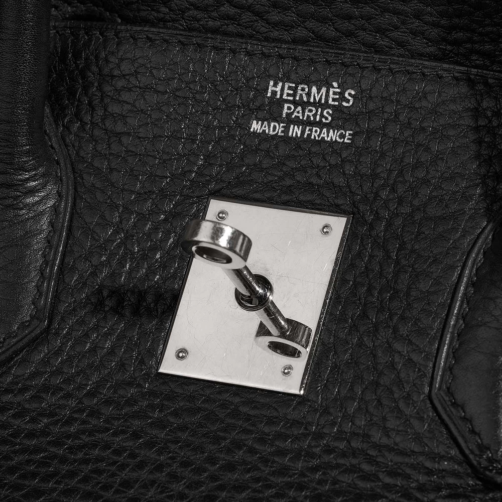 Luxury Black Clemence Birkin 35 with Palladium Hardware - Image 5