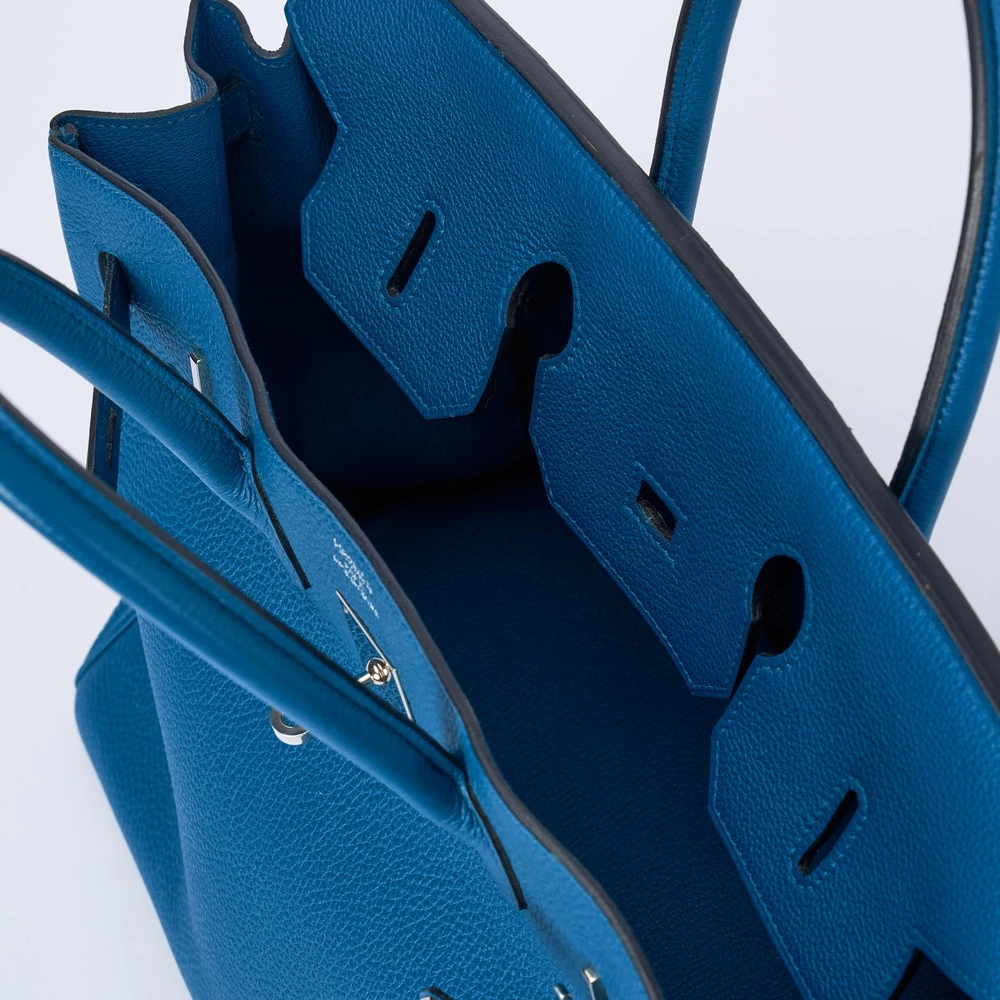 Hermès Replica Birkin 35 Epsom Blue Thalassa PHW - Replica Handbags - Image 4