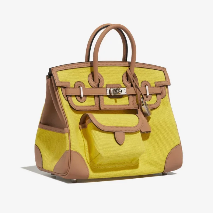 Hermès Replica Birkin Cargo 25 Toile/Swift Jaune Citron/Chai PHW - DLF - Image 4