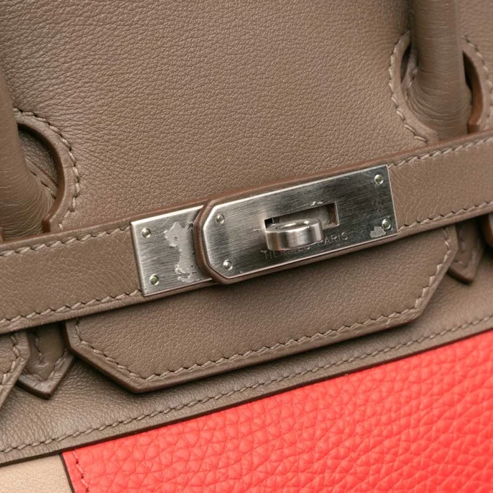 Hermès Replica Birkin Cascade 35 Swift/Clemence Rose Jaipur/Etoupe/Argile PHW - DLF - Image 6