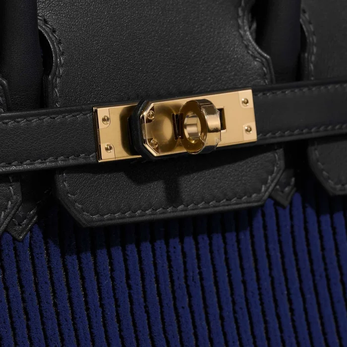 Hermès Replica Birkin Côte à Côte Tuffetage 25 Swift Caban/Bleu Saphir GHW - DLF - Image 7