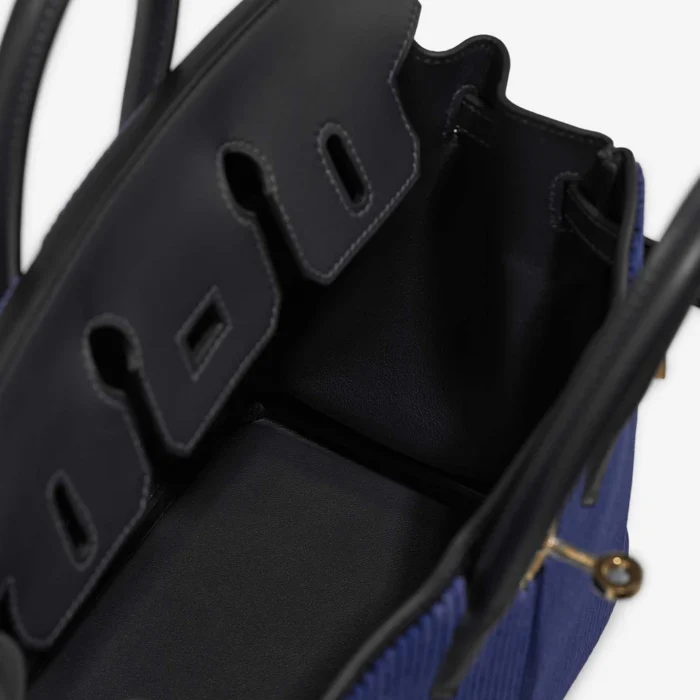 Hermès Replica Birkin Côte à Côte Tuffetage 25 Swift Caban/Bleu Saphir GHW - DLF - Image 5