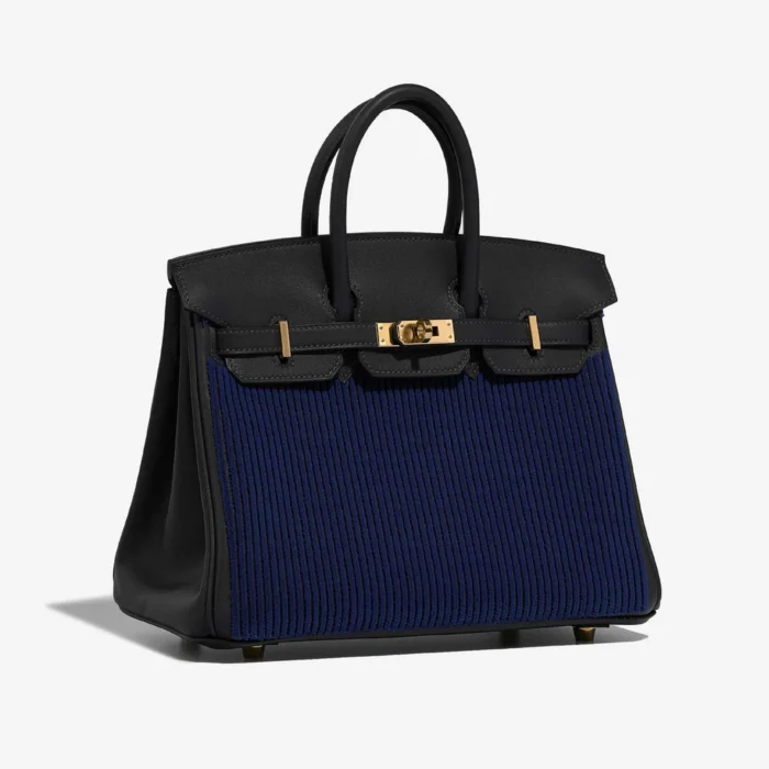 Hermès Replica Birkin Côte à Côte Tuffetage 25 Swift Caban/Bleu Saphir GHW - DLF - Image 4