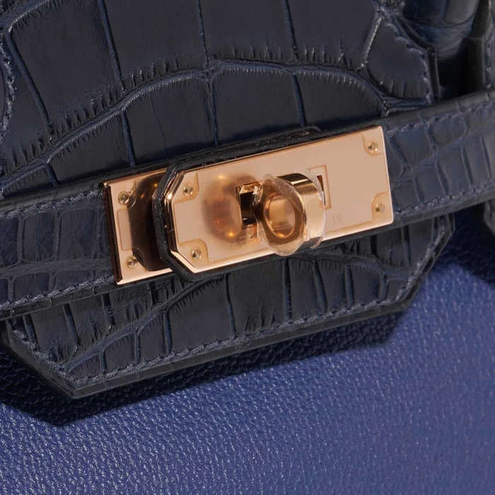 Hermès Replica Birkin Touch 30 Matte Alligator/Taurillion Novillo Blue Sapphire/Blue Marine GHW - DLF - Image 7
