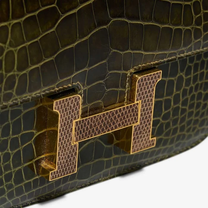 Hermès Replica Constance 18 Alligator/Lizard Vert Veronese GHW - DLF - Image 7