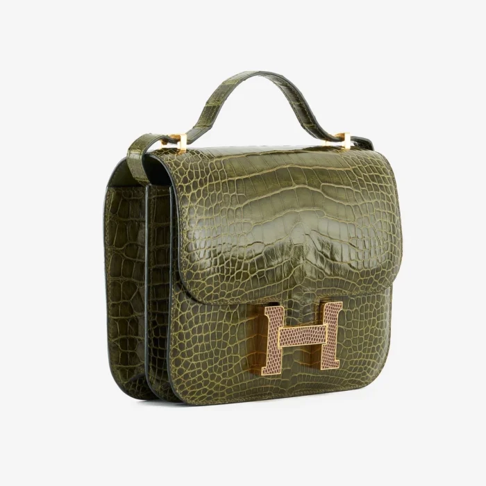 Hermès Replica Constance 18 Mini Alligator/Lizard Vert Veronese/Agate GHW - Replica Handbags - Image 4