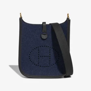 Hermès Replica Evelyne 16 Wooly/Clemence Bleu Saphir/Caban GHW - DLF