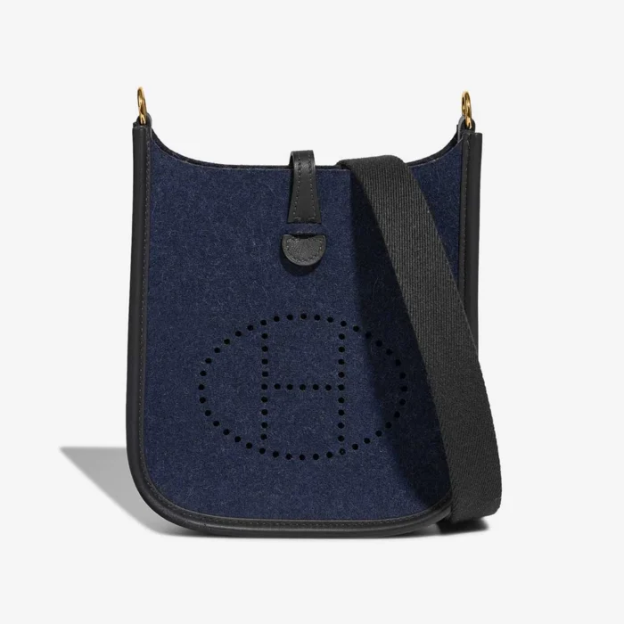 Hermès Replica Evelyne 16 Wooly/Clemence Bleu Saphir/Caban GHW - DLF