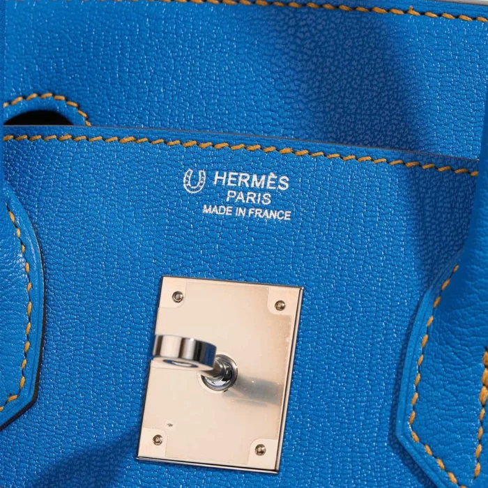 Hermès Replica HSS Birkin 30 Chevre Mysore Bleu Hydra/Jaune Ambre PHW - DLF - Image 6