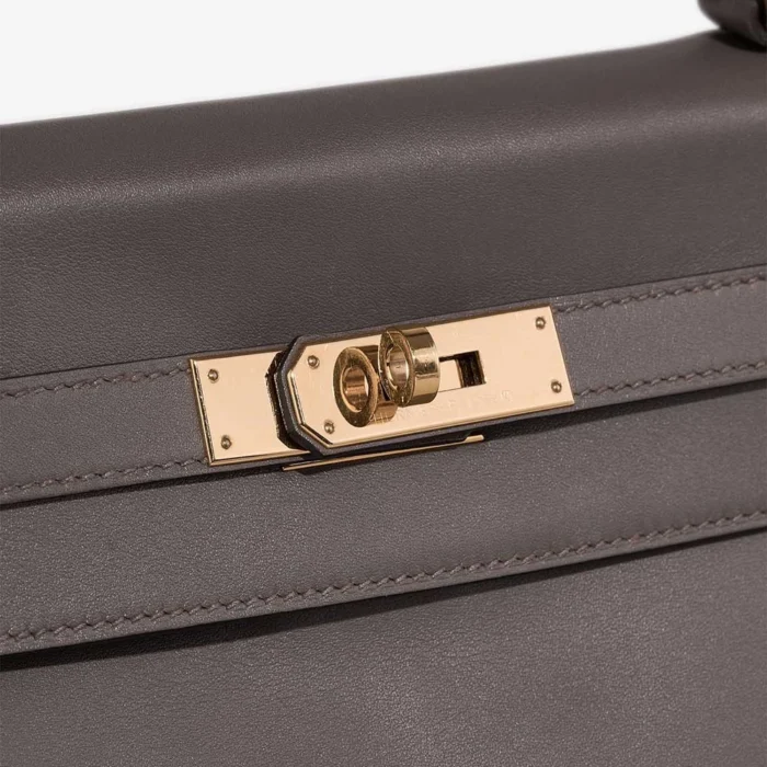 Hermès Replica HSS Kelly 32 Swift Gris Meyer/Rouge Grenat GHW - DLF - Image 7
