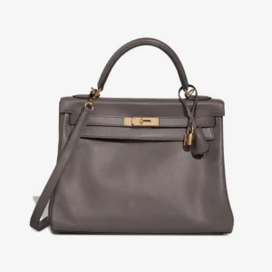 Hermès Replica HSS Kelly 32 Swift Gris Meyer/Rouge Grenat GHW - DLF