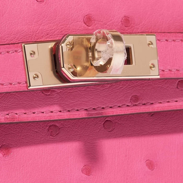 Hermès Replica HSS Mini Kelly Ostrich Rose Fuchsia/Gold GHW - DLF - Image 7