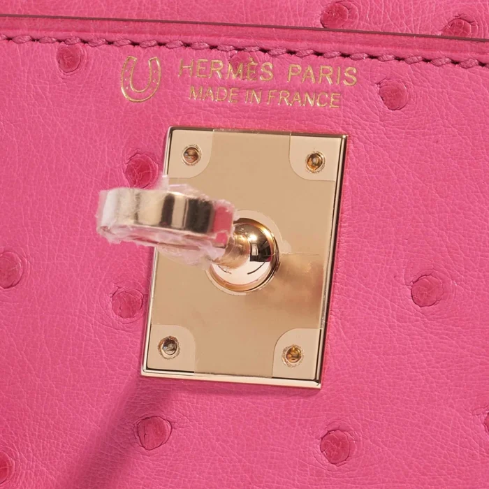 Hermès Replica HSS Mini Kelly Ostrich Rose Fuchsia/Gold GHW - DLF - Image 6