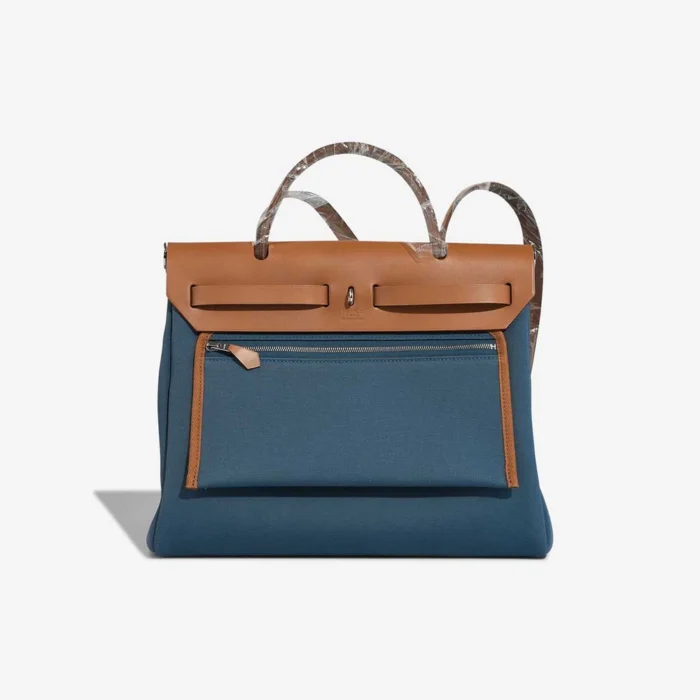 Hermès Replica Herbag 31 Retourne Toile/Vache Hunter Bleu Tempete PHW - DLF - Image 3