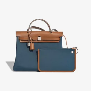 Hermès Replica Herbag 31 Retourne Toile/Vache Hunter Bleu Tempete PHW - DLF