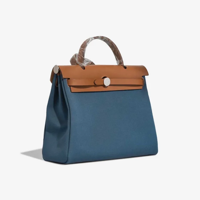 Hermès Replica Herbag 31 Retourne Toile/Vache Hunter Bleu Tempete PHW - DLF - Image 5
