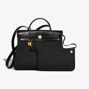 Hermès Replica Herbag 31 Toile Militaire/Vache Hunter Black GHW - DLF