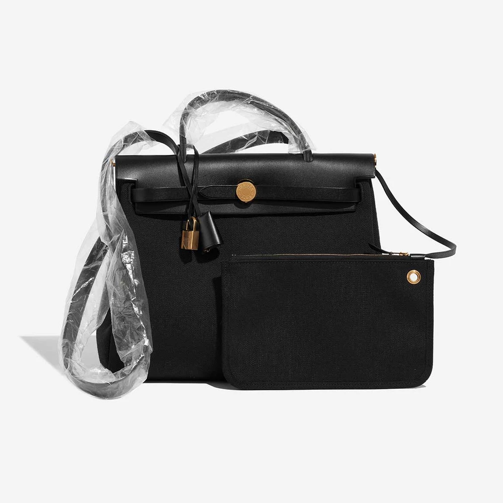 Hermès Replica Herbag 31 Toile/Vache Hunter Black GHW - DLF