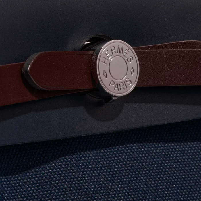 Hermès Replica Herbag 31 Toile/Vache Hunter Blue Indigo/Blue Marine/Black/Rouge Sellier PHW - DLF - Image 6