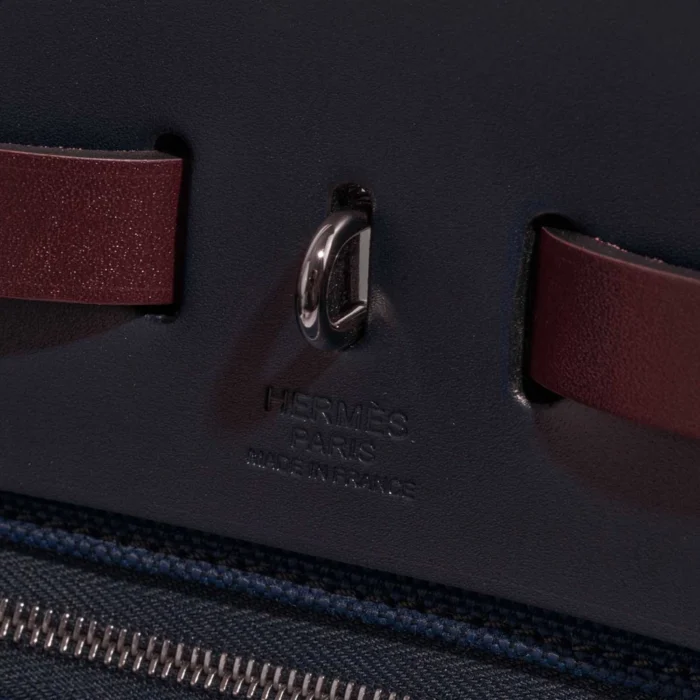 Hermès Replica Herbag 31 Toile/Vache Hunter Blue Indigo/Blue Marine/Black/Rouge Sellier PHW - DLF - Image 2