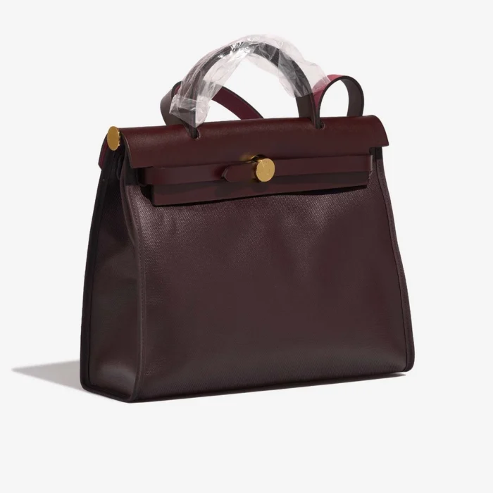 Hermès Replica Herbag 31 Toile/Vache Hunter Cassis/Ecru/Black/Rouge Sellier GHW - DLF - Image 5