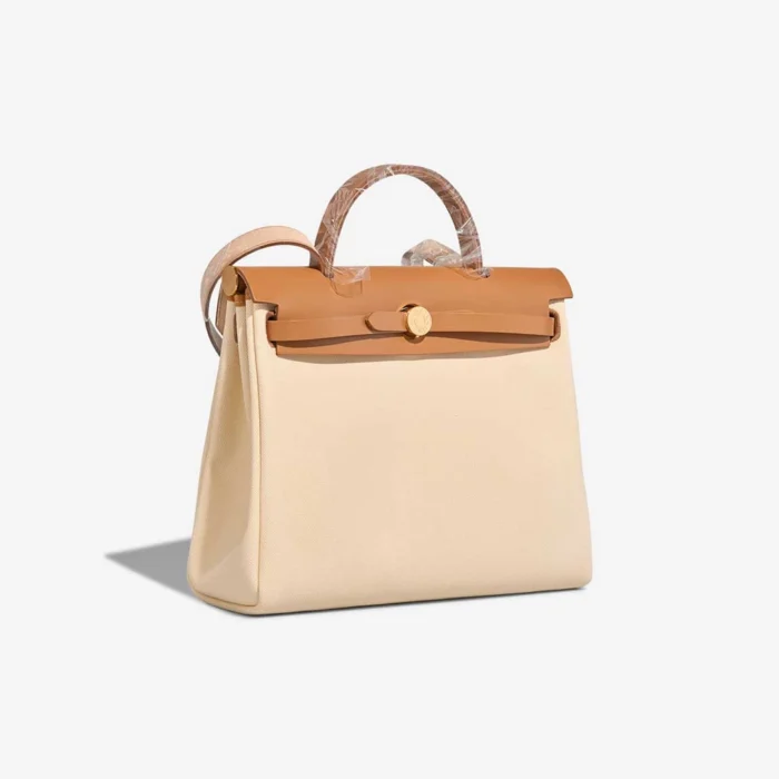 Hermès Replica Herbag 31 Toile/Vache Hunter Vanille/Sable Naturel GHW - DLF - Image 4
